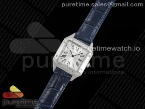 Santos Dumont 31.4mm AF 1:1 Best Edition Silver Dial on Blue Leather Strap Ronda Quartz