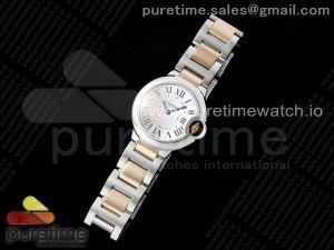 Ballon Bleu 28mm AF 1:1 Best Edition White MOP Dial on SS/RG Bracelet Ronda Quartz