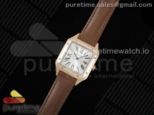 Santos Dumont 31.4mm RG AF 1:1 Best Edition Silver Dial on Brown Leather Strap A157