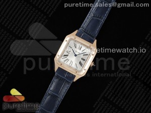 Santos Dumont 31.4mm RG AF 1:1 Best Edition Silver Dial on Blue Croco Strap A157