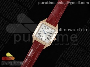 Santos Dumont 31.4mm RG AF 1:1 Best Edition Silver Dial on Red Croco Strap A157