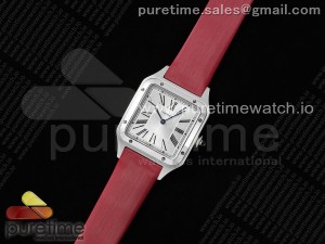 Santos Dumont 31.4mm SS AF 1:1 Best Edition Silver Dial on Red Fabric Strap A157