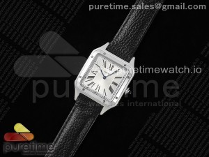 Santos Dumont 31.4mm SS AF 1:1 Best Edition Silver Dial on Black Leather Strap A157