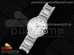 Ballon Bleu 36mm AF 1:1 Best Edition White Dial 2 Line Diamonds Bezel on SS Bracelet NH05B