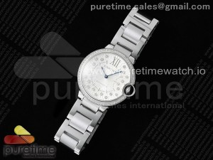 Ballon Bleu 36mm AF 1:1 Best Edition Silver Textured Dial 1 Line Diamonds Bezel on SS Bracelet NH05B