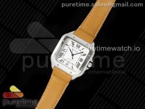 Santos de Cartier 40mm AF 1:1 Best Edition White Dial on Brown Leather Strap MIYOTA 9015