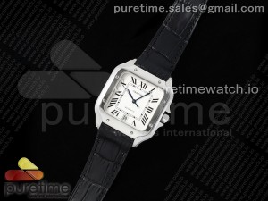 Santos de Cartier 40mm AF 1:1 Best Edition White Dial on Black Leather Strap MIYOTA 9015