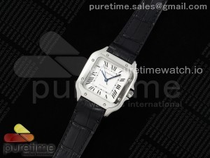 Santos de Cartier 35mm AF 1:1 Best Edition White Dial on Black Leather Strap MIYOTA 9015