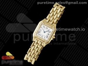 Panthère Ladies 27mm YG AF 1:1 Best Edition White Dial Diamonds Bezel on YG Bracelet Ronda Quartz