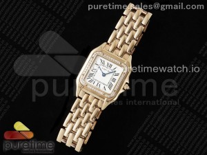 Panthère Ladies 27mm RG AF 1:1 Best Edition White Dial Diamonds Bezel on RG Bracelet Ronda Quartz