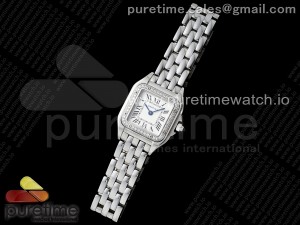 Panthère Ladies 22mm SS AF 1:1 Best Edition White Dial Diamonds Bezel on SS Bracelet Ronda Quartz