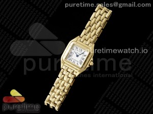 Panthère Ladies 22mm YG AF 1:1 Best Edition White Dial on YG Bracelet Ronda Quartz