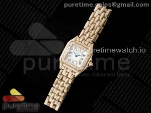 Panthère Ladies 22mm RG AF 1:1 Best Edition White Dial Diamonds Bezel on RG Bracelet Ronda Quartz