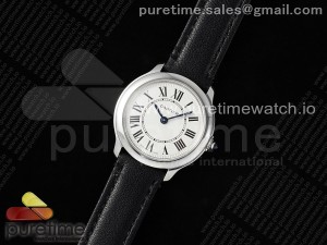 Ronde Must 29mm SS AF 1:1 Best Edition White Dial on Black Leather Strap Ronda Quartz