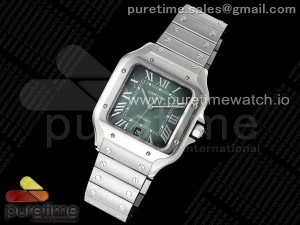 Santos de Cartier 40mm SS AF 1:1 Best Edition Green Dial on SS SmartLinks Bracelet MIYOTA 9015