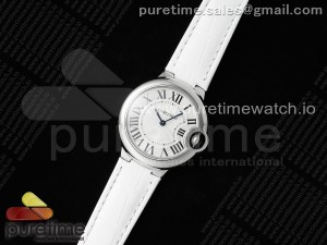 Ballon Bleu 33mm SS AF 1:1 Best Edition White Textured Dial on White Crocodile Strap Jap Quartz