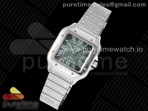 Santos de Cartier 35mm SS AF 1:1 Best Edition Green Dial on SS SmartLinks Bracelet MIYOTA 9015