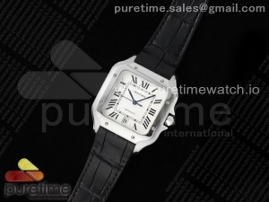 Santos de Cartier 40mm SS AF 1:1 Best Edition White Dial on Black Leather Strap MIYOTA 9015