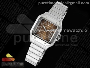 Santos de Cartier 35mm SS AF 1:1 Best Edition Brown Dial on SS SmartLinks Bracelet MIYOTA 9015