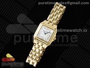 Panthère Ladies 27mm YG AF 1:1 Best Edition White MOP Dial on YG Bracelet Ronda Quartz