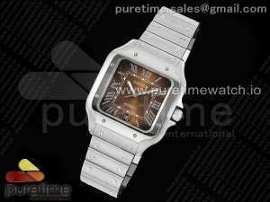 Santos de Cartier 40mm SS AF 1:1 Best Edition Brown Dial on SS SmartLinks Bracelet MIYOTA 9015