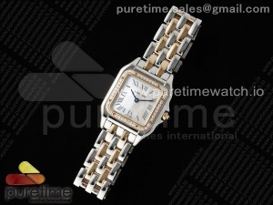 Panthère Ladies 27mm SS/RG AF 1:1 Best Edition White MOP Dial Diamonds Bezel on SS/RG Bracelet Ronda Quartz