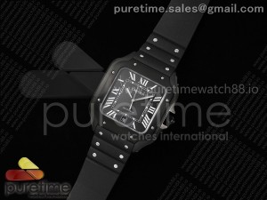 Santos de Cartier 40mm PVD BVF 1:1 Best Edition Black Dial on Rubber Strap MIYOTA 9019