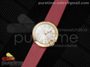 Ballon Blanc 30mm RG AF 1:1 Best Edition Silver Dial on Pink Fabric Strap Ronda Quartz