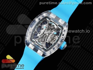 RM 53-01 Transparent Case Real Tourbillon Pablo Mac Donough JBF Best Edition on Blue Rubber Strap V2