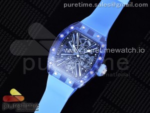 RM012 Blue Transparent Tourbillon RMF Best Edition Skeleton Dial on Blue Rubber Strap