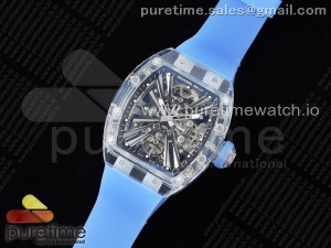 RM012 Transparent Tourbillon RMF Best Edition Skeleton Dial on Blue Rubber Strap