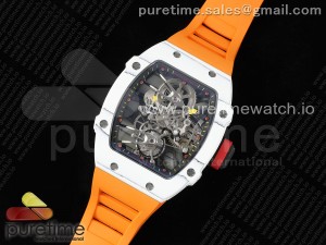 RM027-02 Nadal Real Tourbillon RMF Best Edition White Forge Carbon Black Inner Bezel on Orange Rubber Strap