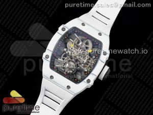 RM027-02 Nadal Real Tourbillon RMF Best Edition White Forge Carbon Black Inner Bezel on White Rubber Strap