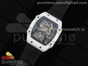 RM027-02  Nadal Real Tourbillon RMF Best Edition White Forge Carbon Black Inner Bezel on Black Nylon Strap