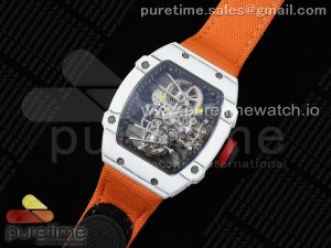 RM027-02 Nadal Real Tourbillon RMF Best Edition White Forge Carbon Black Inner Bezel on Orange Nylon Strap