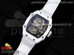 RM027-02 Nadal Real Tourbillon RMF Best Edition White Forge Carbon Black Inner Bezel on White Nylon Strap