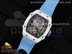 RM027-02 Nadal Real Tourbillon RMF Best Edition White Forge Carbon Black Inner Bezel on Blue Nylon Strap