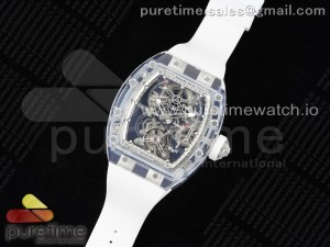 RM56-01 Transparent Tourbillon RMF Best Edition Skeleton Dial on White Rubber Strap