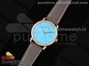 Saxonia Thin RG F8F Edition Tiffany Blue Dial on Brown Leather Strap A23J