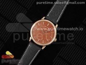 Saxonia Thin RG F8F Edition Orange Dial on Black Leather Strap A23J