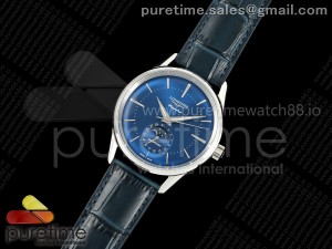 Flagship Heritage Moonphase SS APSF 1:1 Best Edition Blue Dial on Blue Leather Strap A2892