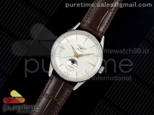 Flagship Heritage Moonphase SS APSF 1:1 Best Edition Silver/YG Dial on Brown Leather Strap A2892