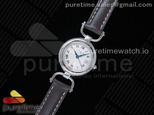 Equestrian Stirrup Ladies SS White Dial Roman Markers on Brown Leather Strap Ronda Quartz