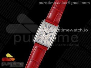 DolceVita 23mm Ladies Watch 8848F 1:1 Best Edition White Dial Diamonds Beze on Red Croco Strap Swiss Quartz