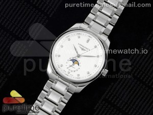 Master Moonphase SS APSF 1:1 Best Edition White Diamonds Dial on SS Bracelet AL899