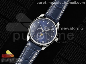 Master Moonphase SS APSF 1:1 Best Edition Blue Diamonds Dial on Blue Leather Strap AL899