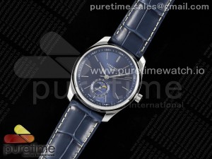 Master Moonphase SS APSF 1:1 Best Edition Blue Stick Dial on Blue Leather Strap AL899