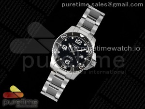 Hydroconquest 43mm SS Black Ceramic Bezel XF 1:1 Best Edition Black Dial on SS Bracelet L888