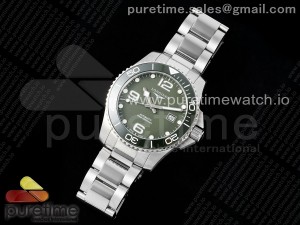 Hydroconquest 43mm SS Green Ceramic Bezel XF 1:1 Best Edition Green Dial on SS Bracelet L888