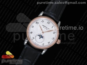 Star Legacy Moonphase 42 mm SS White Dial RG Bezel on Black Leather Strap MIYOTA 9015